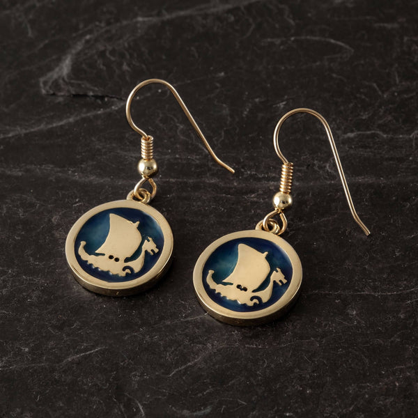 Galley Earrings - Gold Enamel