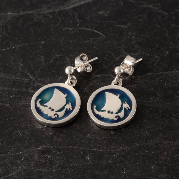 Galley Earrings - Silver Enamel