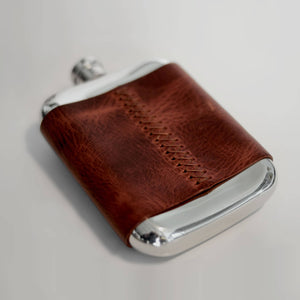 6oz Leather & Pewter Hip Flask